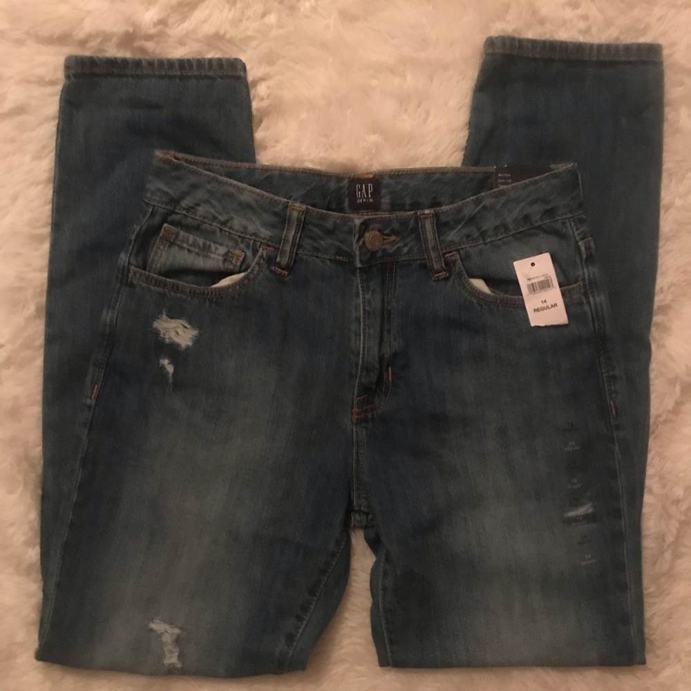 Gap girlfriend girls distressed jeans size 14 NWT
